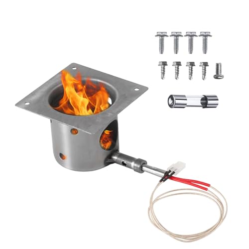 OUTGIK Fire Burn Pot Replacement Parts for Traeger & Pit Boss Wood Pellet Grill and Hot Rod Ignitor Kit, with 2 Sets of Screws