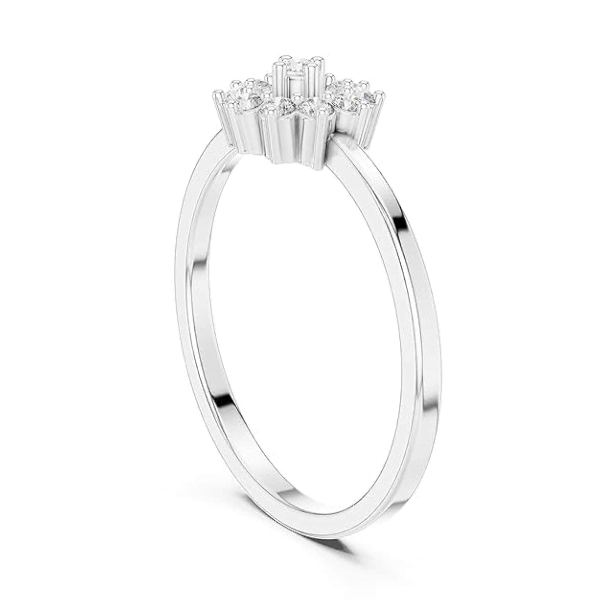 Diamond Studded Leaf Cluster Ring for Women, Floral Design
