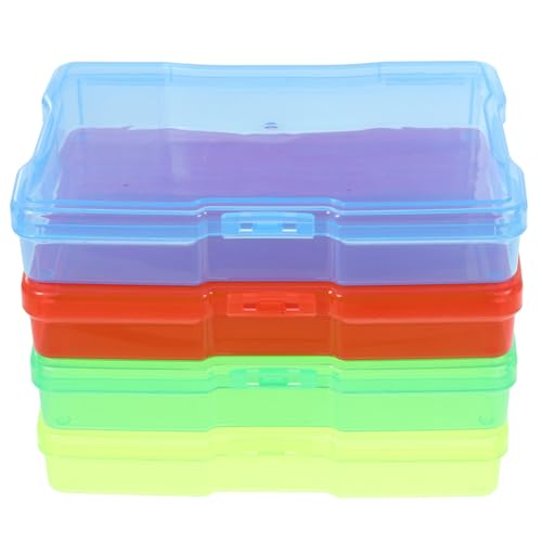 JEWEDECO 4pezzi Scatola Trasparente Per Foto e Oggetti Contenitori Multifunzione Con Scomparti Per Carte Monete e Accessori Plastica Resistente e Duratura
