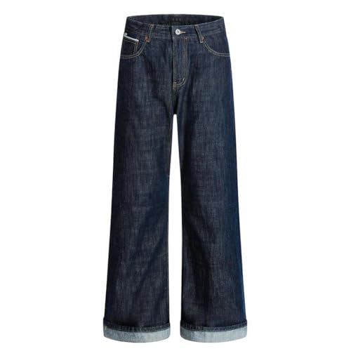 Men’s Washed Denim Jeans, Retro Street Style, Loose Fit, High Street, Wide Leg Casual Jeans2