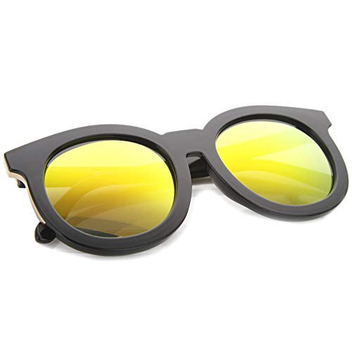 zeroUV Women's Fashion Oversized Flash Mirrored Flat Lens Round Sunglasses 64mm4
