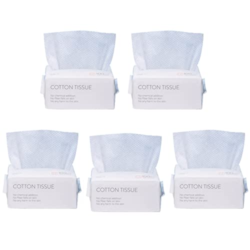 LyxosVee 500個、使い捨てウォッシュフェイスタオル、クリーンフェイスタオル、コットン製、メイクアップタオルを取り外し、洗顔ティッシュ