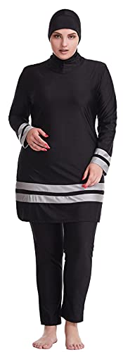 WOWDECOR Muslimische Badeanzüge für Frauen Plus Size, Vollständige Abdeckung Burkini Abnehmbarer Hijab Cover