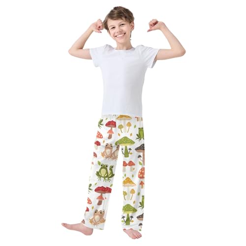 ZZXXB Frog Colorful Mushroom Boys Long Pants Soft Trousers Elastic Waist Kids Lounge Bottoms with Pockets S-XL2