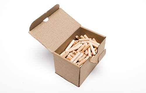 Wooden Dowel Pins 6 x 30mm (Approx 1/4 x 1 1/5 inch) Fluted Wood Dowels Rods 200 Pack Hardwood Wood Crafts Pegs