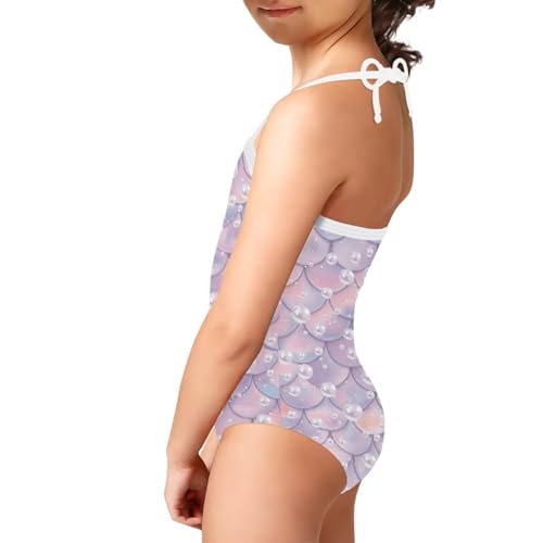 Image of One Piece Swimsuit for Girls Beach Bathing Suit Halter Straps Sports Swimwear for 1-10 Year Toddler Kids