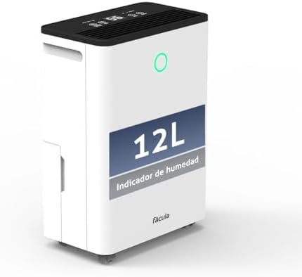 facula - Deshumidificador Bora 12L | Modo Auto | Modo Inteligente | Temporizador 1-24h | Función Drenaje Continuo