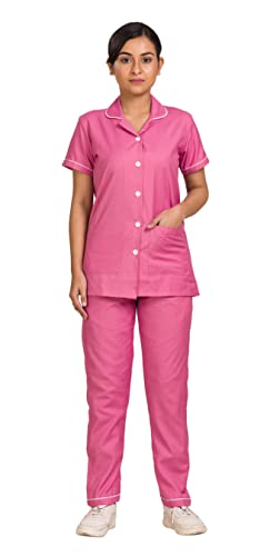 Image of Unisex Nurse Uniform With Normal Length Half Sleeves Top With 2 Pockets Regular Fit Pant Two Side Pockets - Ideals for Hospital Staff /Clinics /Nanny Uniforms |
