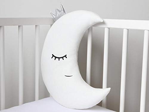 The Purple Tree Velvet Cute Silver Moon and Star Crib Cushion Set for Babies - (Silver, 16x16 inch) Pack of 2 - Image 4 thumbnail