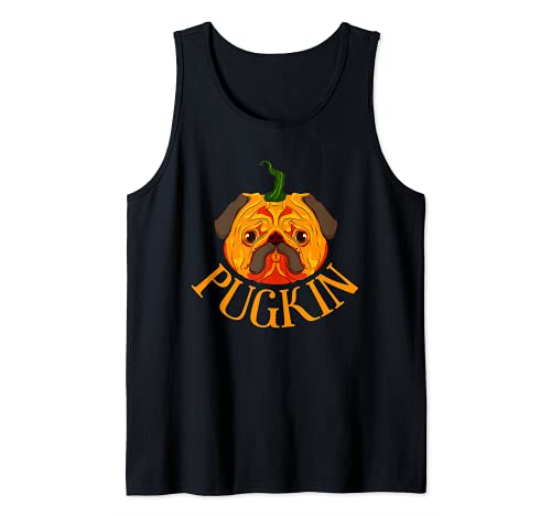 Pugkin Calabaza Pug Halloween Camiseta sin Mangas