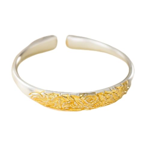 Bracelet pivoine argent 999 jonc minimaliste chinois à offrir pour une occasion spéciale