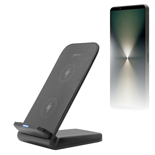 BoxWave Charger Compatible with Sony Xperia 1 VI - Wireless QuickCharge Stand (15W), Desktop Viewing Wireless Charging - Jet Black