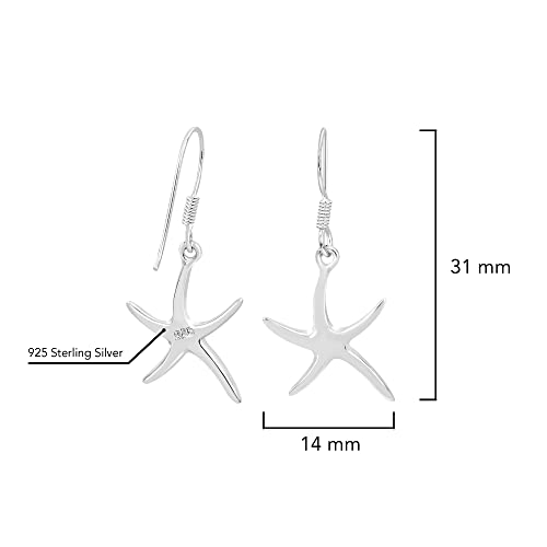 AeraVida Minimalist Nautical Starfish 925 Sterling Silver Dangle Earrings4