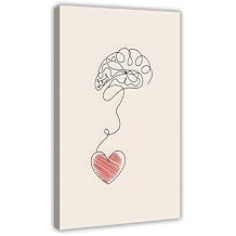 YFET Brain And Heart Mental Health Wall Therapy Office Counselor Office Psychology Canvas Wall Art Print Posters For Home School Decor Frame 16x24inch
