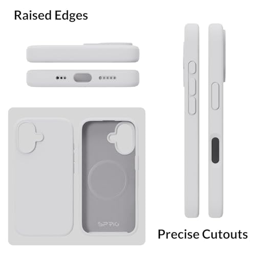 Image of SPRIG Compatible with iPhone 16 Premium SilkMag (Liquid Silicone Magnetic) Back Cover Drop Tested Shock Proof Mobile Case for Men, Women, Boys and Girls with Camera Protection (White)