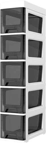 SHANYAYALI Meuble de rangement fin pour salle de bain avec tiroirs transparents – Armoire autonome en plastique pour petits espaces – Meuble de rangement vertical pour papier toilette avec roulettes