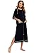 RONGTAI Womens Nightgowns Half Sleeve Zipper Sleepshirts Lounge Comfy Housecoat Sleep Robe Fashion Printed with Pockets Black S