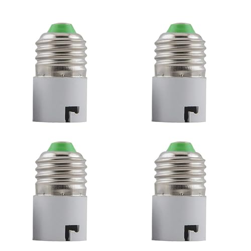 Image of GreyWings E27 to B22 Converter Adapter for LED & CFL Bulbs, White Plastic Lamp Holder Base, Screw to Pin Converter, Pack of 4