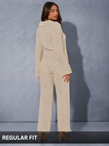 Image of GRECIILOOKS Co ord Set Women Stylish | Woman Dress | Summer Cord Sets for Women's | Trendy Casual Shirt and Pants | Pyjama Set's Solid & Beach, Resort Outfits Full Sleeve