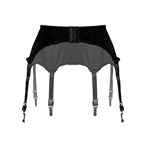 Women's Sexy Lace Garter Belt With 6 Straps Metal Clip Suspender For Thigh High Stockings (Black, M) #TOP1