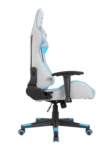 ULTIMET Sedia da gaming professionale, tessuto traspirante, braccioli 2D, altezza regolabile, schienale reclinabile a 180°, pistone a gas classe 3, fino a 120 kg, colore Grigio/Blu - Sedia gaming - Immagine 9