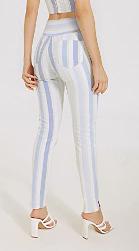 Calca Super Skinny Isabelli Cos Alto Listrada, Morena Rosa Jeans, Feminino, Lt-Off White/Azul, 38