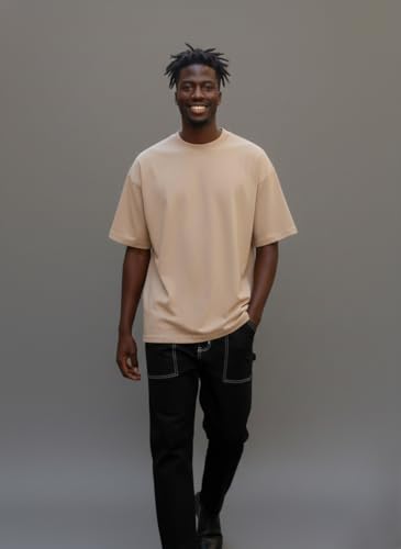 Image of Besick Oversized Plain Cotton Drop Shoulder Baggy fit Tshirt for Men