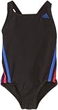 adidas Mädchen einteiliger Badeanzug 3 Stripes Authentischer, Blckdd/Vivblu/Vivber, 128, F80017