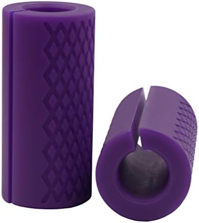 Strainho Non-Slip Barbell Grips - Weight Bar Adapter for 1 inch Barbell, Dumbbell,Pull Up Bar,Triceps Rope,Resistance Band Handle - Thick Bar Grips Arm Muscle Strength Training Sold in Pair (Purple)