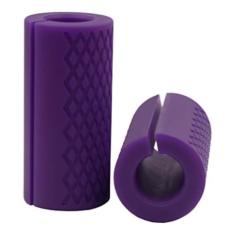 Strainho Non-Slip Barbell Grips - Weight Bar Adapter for 1 inch Barbell, Dumbbell,Pull Up Bar,Triceps Rope,Resistance Band Handle - Thick Bar Grips Arm Muscle Strength Training Sold in Pair (Purple) Cover