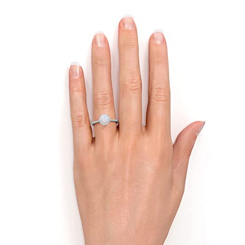 Verlobungsringe für Damen, 10 K, 14 K, 18 K Gold, Opal und Diamant, simulierter Opal und echte Diamantringe für Sie (Farbe G-H, Reinheit I2-I3), Metall, Diamant, Metall, Diamant – Bild 5