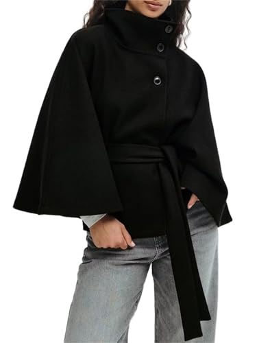 Generisch Poncho pour femme avec manches chauve-souris, veste caban, trench surdimensionné avec...
