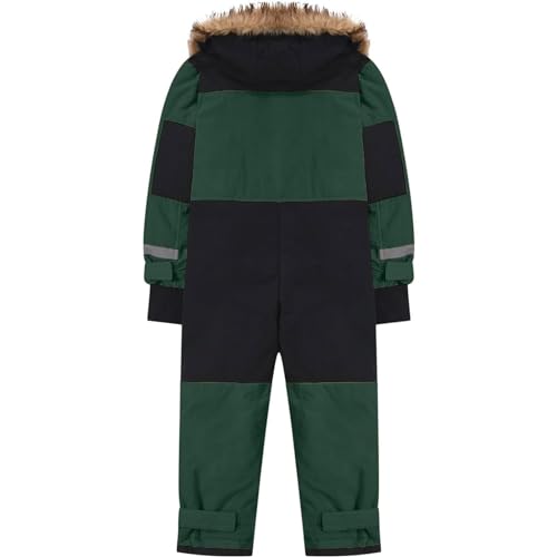 Children's Ski Suit Insulated Snow Bib Overalls Thermal Warm Snowsuit With Removable Hood Mud Suit (AG #1, 4-5 Years)2