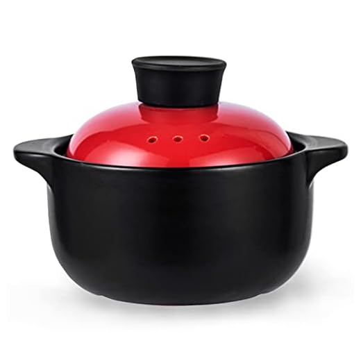 Aroplor Non-Stick Ceramic Cooking Pot 1.2L/1.26Qt/41Oz Spodumene Casserole /Clay Pot/Earthen Pot/Ceramic Cookware with Lid,Uniform Heating,Oven Safe,Heat Resistant,For Cooking Hot Pot Dolsot Bibimbap and Soup (Red)