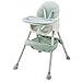 Sinbide Trona para Bebe Evolutiva con Double Bandeja Extraíble Segura Silla Alta de Bebé Ajustable con Arnés de 5 Puntos Reclinable Silla de Comedor para Niño Multifuncional con Mesa Portátil (Verde)