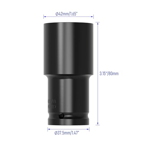 Image of 1 /2 Inch Drive by 32mm Deep Impact Socket, Heat-Treated CR-V Steel 3 Inch Length, 6-Point Metric Sizes