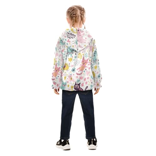OTVEE Sweet Lovely Birds Cats Dogs Kids Hoodie Jacket Fall Spring Full Zip Warm Outwear Coat4