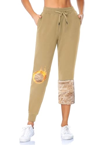Move Beyond Women's Fleece Lined Joggers Thermal Sweatpants with 2