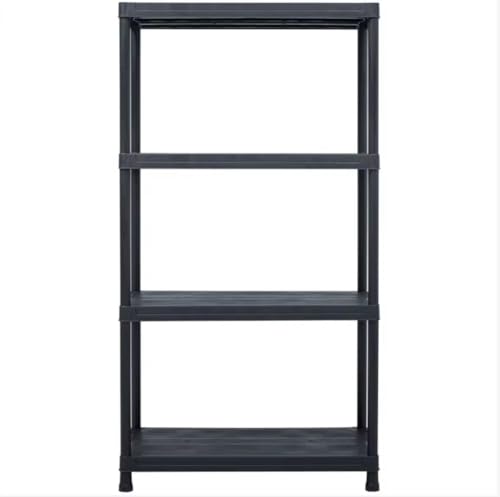 Image of Easy Shopping ® 4/5 Tier Black Heavy Duty 60CM Wide Plastic Shelving Unit Storage Organised Garage/Home/Pantry Racking Shelf Shelves Workbench Workman Bays Racking Tools Paint (Black, Large, 4)