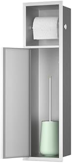 Bernkot in Wall Toilet Paper Holder, Over-Mounted Toilet Roll Holder w/Cabinet for Bathroom Remodel, 304 Stainless Steel Tissue Paper Holder with Dispenser (Brushed)