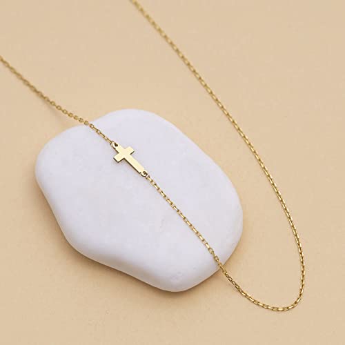 Side Cross Pendant Sterling Silver Christian Cross Jewelry Faith Necklace Religious Sideway Cross Necklace Christmas Gifts For Women #TOP1