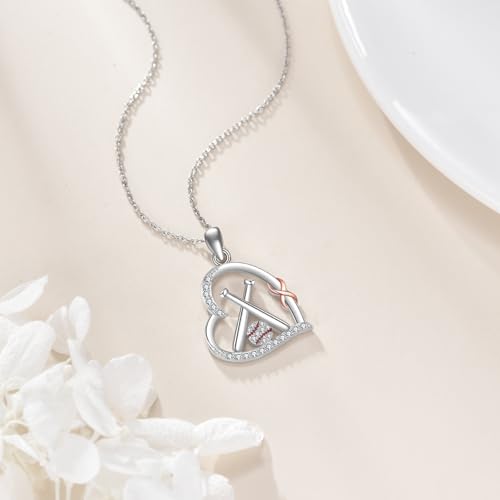 YAFEINI Sports Lovers Gifts Sterling Silver Golf/Hockey/Baseball/Lacrosse Pendant Necklace Infinity Heart Sports Jewelry for Women and Her3