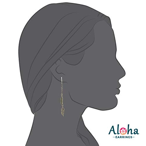 Aloha Earrings Modern Silver Dangle Clip On Earrings For Women & Clip-Ons, Non-Pierced Ears, Long Dazzling Drop (Silver Feathers) #TOP3