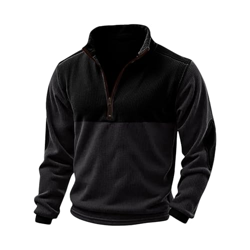 BEIBEINOYA Sweaters for Men Men's Quarter Zip Pullover Corduroy Slim