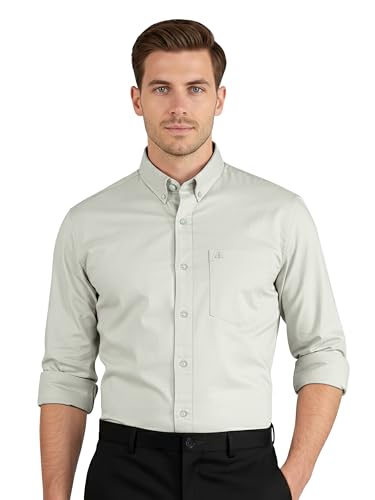 Image of Beyoung Oxford Cotton Shirt for Men | Premium Oxford Fabric | Regular Fit | Button-Down Collar