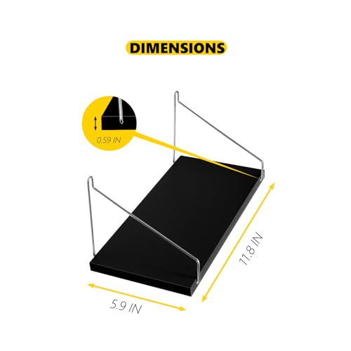 Fabric Walls Cubicle Shelf with Hooks, 11.8\' Wooden Cubicle Shelves with Hangers, Cubical Accessories for Work, Office Cubicle Wall Decor, Cubicle Decorations for Women Men Desk (1, Black) - Thumbnail 3