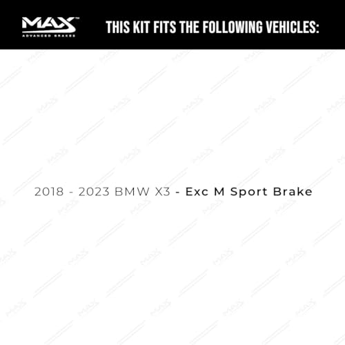 Image of Max Advanced Brakes Rear Brake Kit Compatible With 2018 2019 2020 2021 2022 2023 BMW X3 Excl. M Sport Brake Replacement Premium OE Disc Brake Rotors and Ceramic Brake Pads
