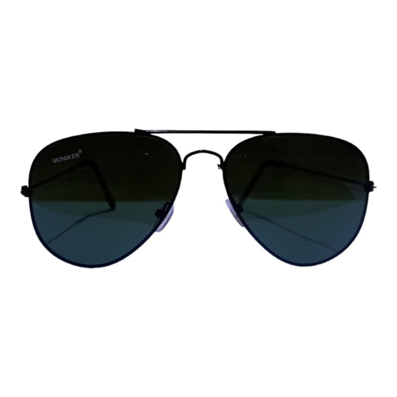 Image of MONIKER Premium Unisex Aviator Sunglass Metal Frame and Green Lens, Free size, with UV400 Protection