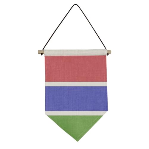 Drapeau national de la Gambie en tissu canvas haut de gamme avec support en bois de pin