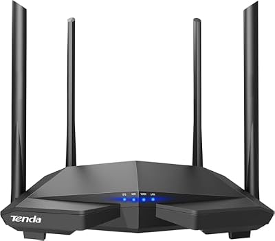 Tenda AC6 Router Inalámbrico Inteligente de Doble Banda (AC1200, 4 Puertos Megabit, WiFi Inteligente, Ahorro de Energía, 4x 5dBi HG Antenas), Color negro